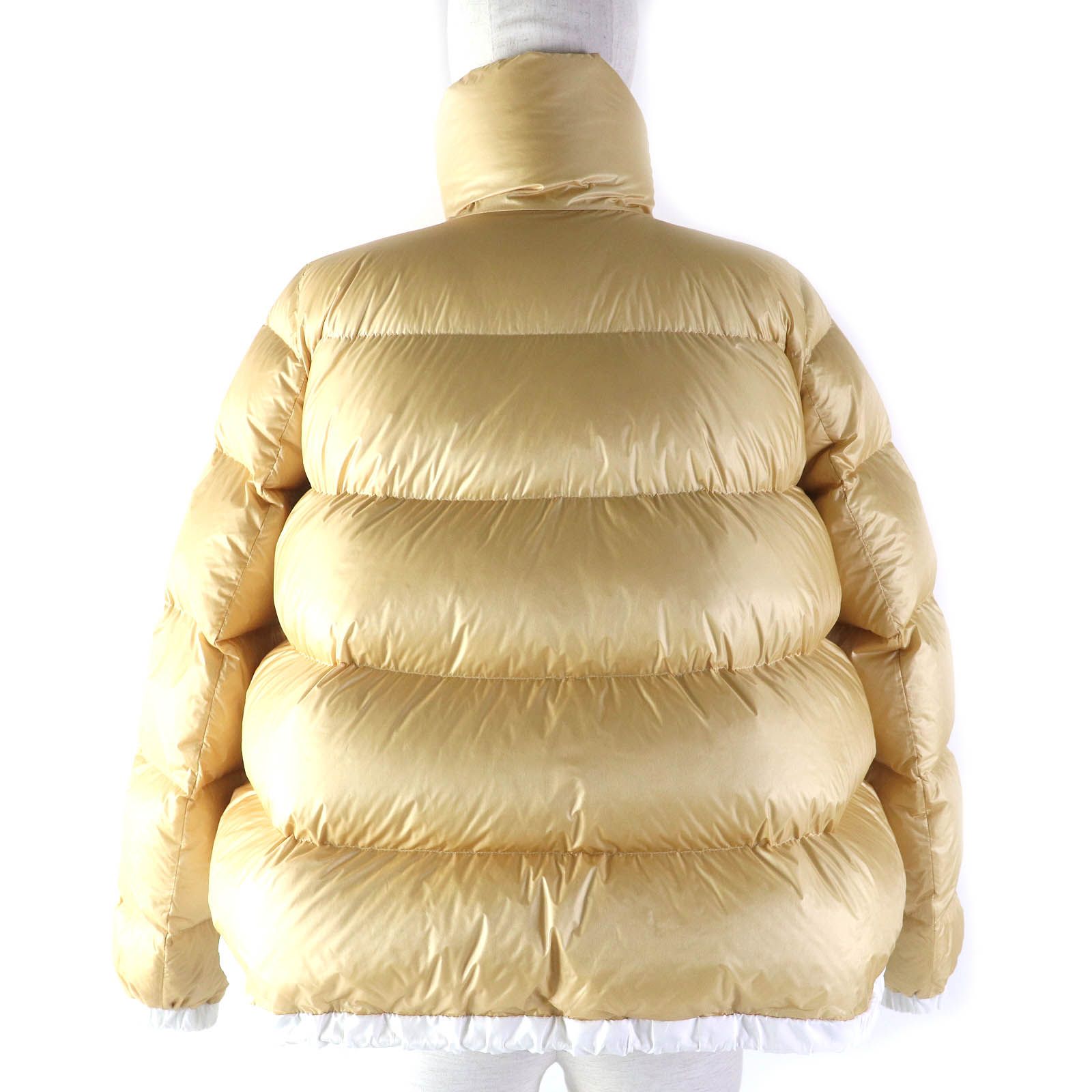 極美品△Sacai サカイ 2022年製 SCW-037 Puffer Jacket Aライン クロップド ジップ ダウンジャケット ベージュ ホワイト 1 正規品 レディース オススメ◎