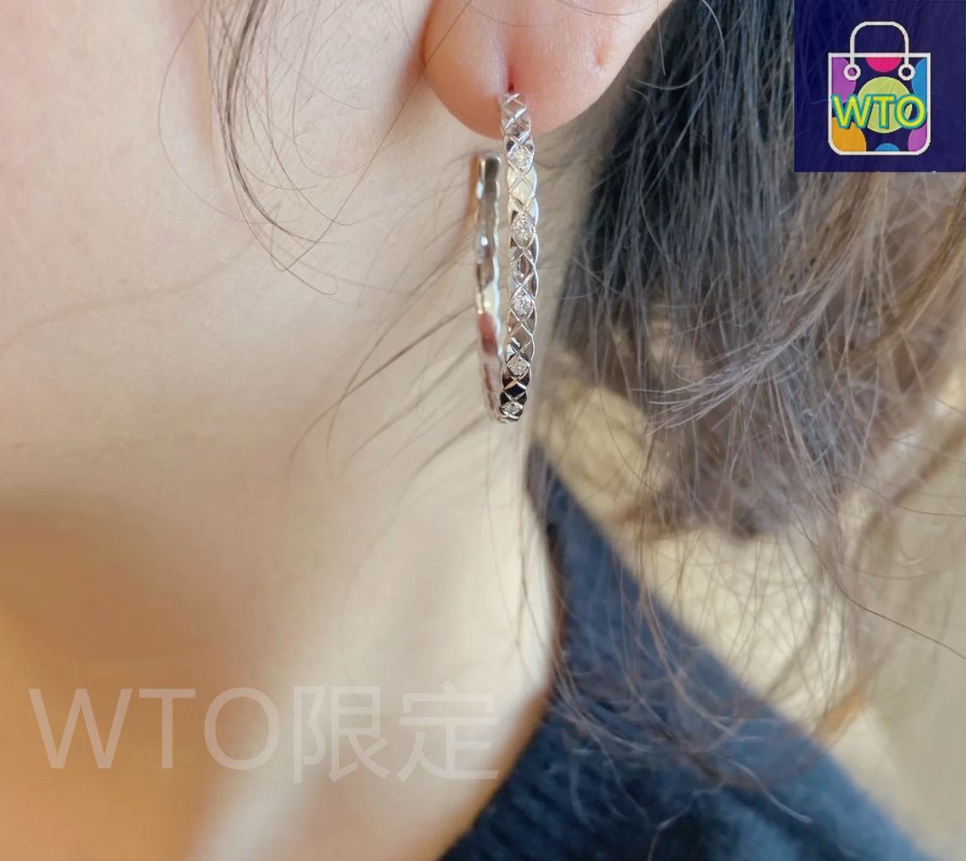 今日 Chanel ヴィンテージ 大サイズ菱格 菱型格子 スパークルイヤリング V 金素材 送料無料 在庫
