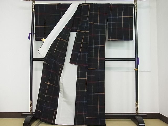 平和屋着物▽上質な紬 単衣 七宝に南天 正絹 逸品 DAAT9367az
