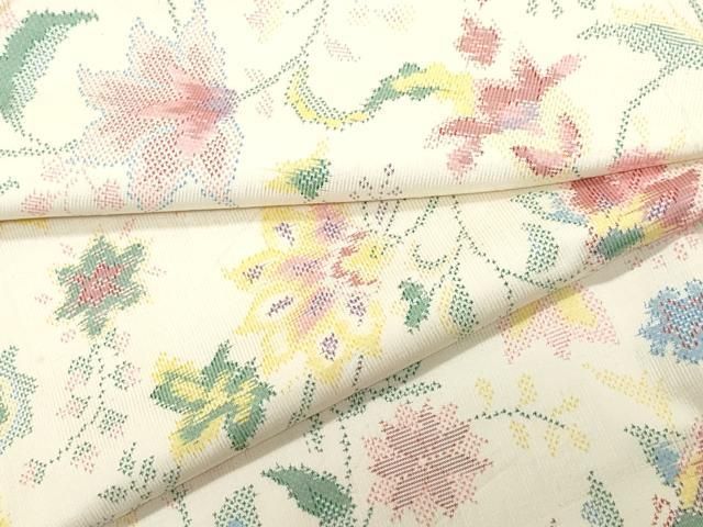 平和屋着物●本場大島紬　白大島　7マルキ　総絣　更紗花唐草文　正絹　逸品　CAAR8302vf 平和屋着物○本場大島紬 白大島 7マルキ 総絣 更紗花唐草文 正絹 逸品