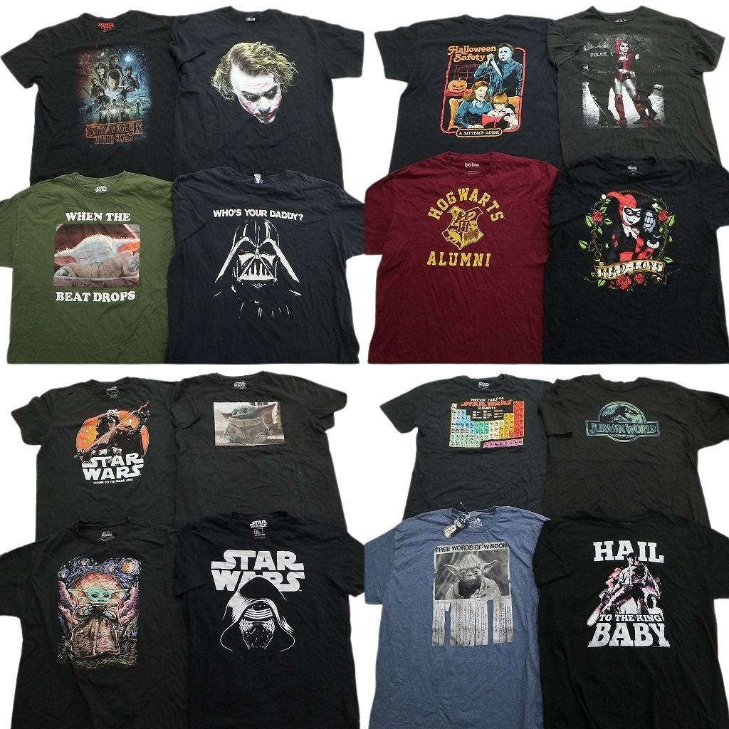 古着卸 まとめ売り 映画・ドラマ 半袖Tシャツ 16枚セット (メンズ XL /2XL ) スターウォーズ ジュラシックワールド TS11 MR8061
