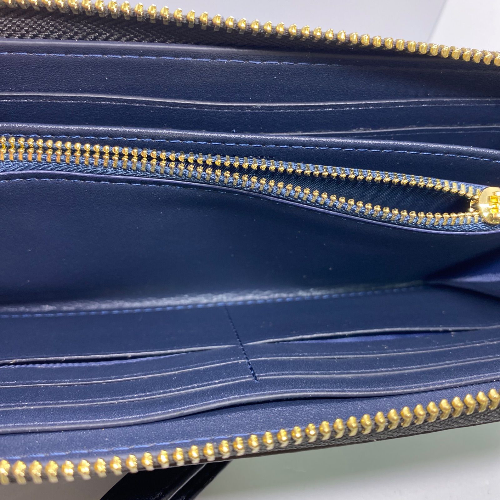 極美品 Coach 長財布 ブルー デニム 総柄 レディース メンズ