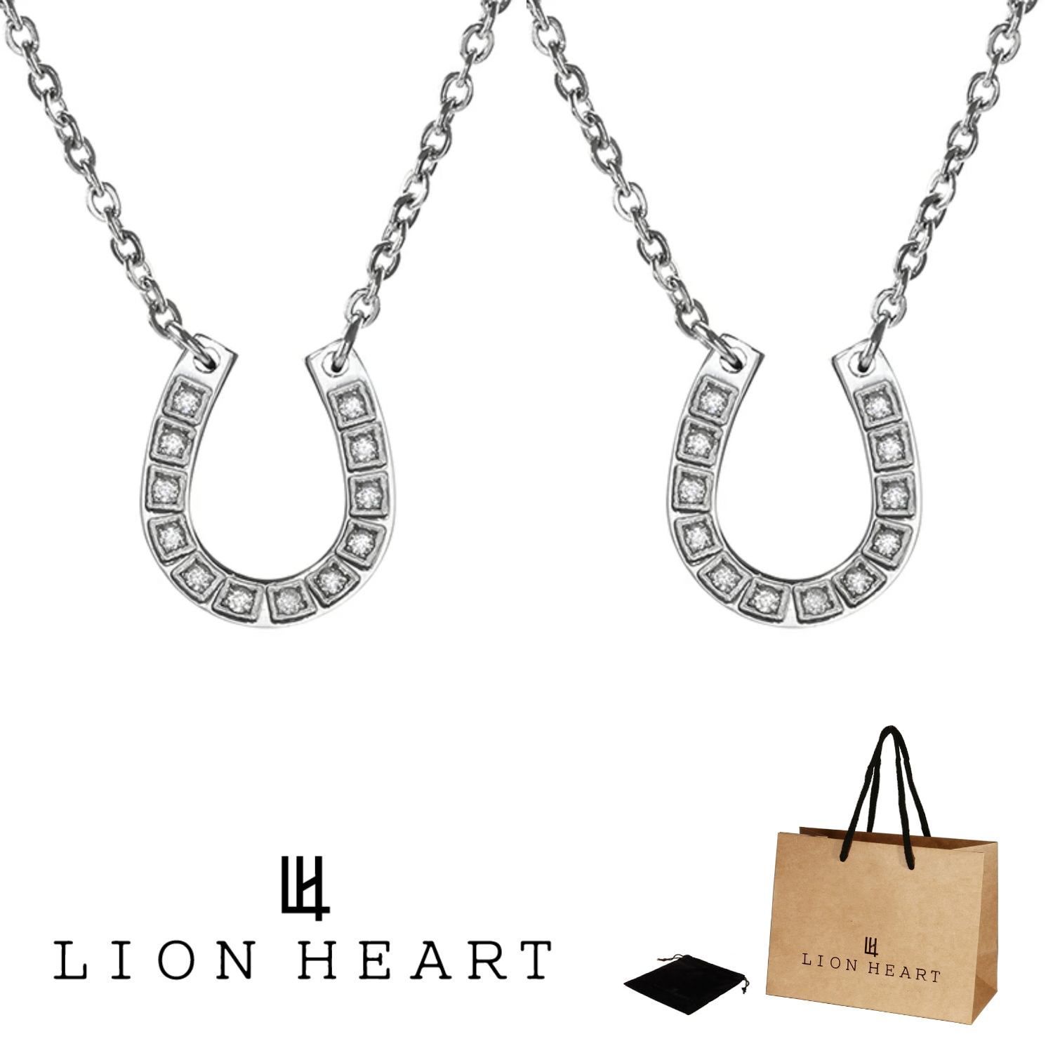 LION HEART ライオンハート ２点セット ペア ペンダント ネックレス 04N159 04N159S 04N159S 馬蹄 蹄鉄 サージカル ステンレス シルバー ギフト プレゼント お揃い 誕生日 クリスマス お祝い
