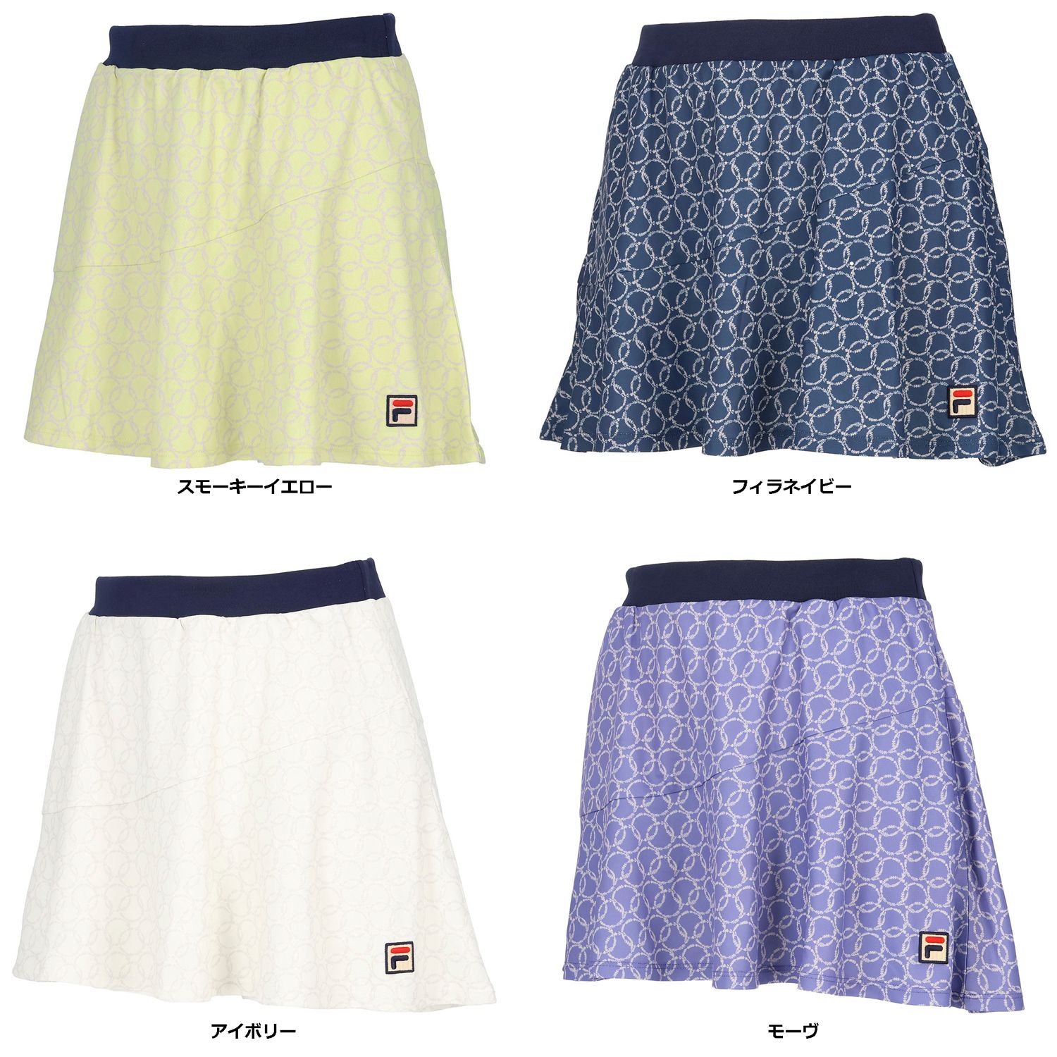 フィラ FILA テニス スコート レディース ウェア テニスウェア バックホールメッシュ フラワーリングプリント 月桂樹 吸水 吸湿 速乾 UV 部活 練習 トレーニング VL2930 20 フィラネイビー