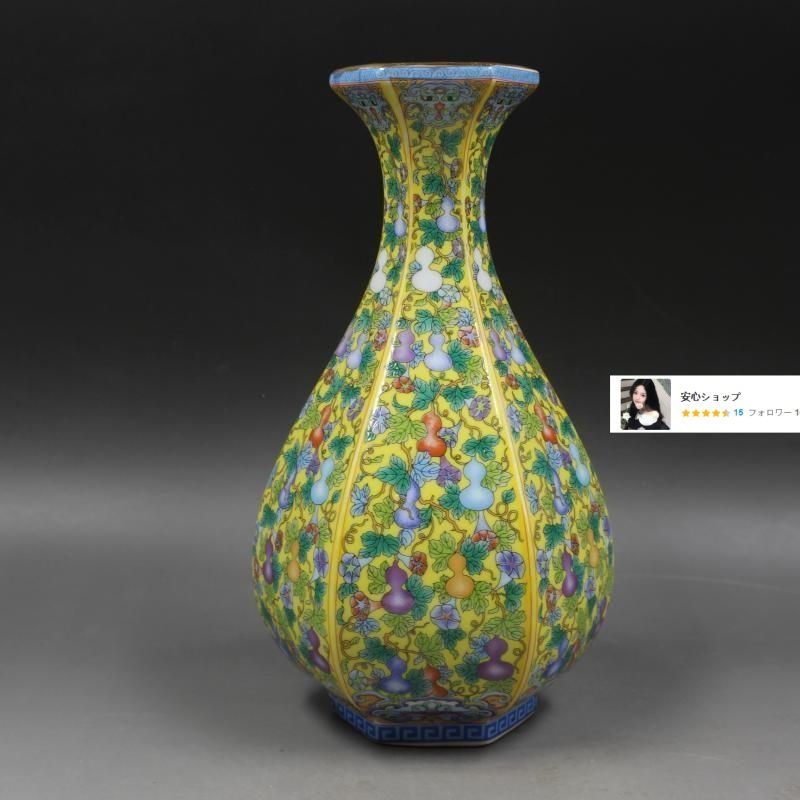 蒔金琺瑯彩六方玉壺春瓶 景徳鎮 陶磁器 装飾品 現代工芸品 美術品 置物 蒔金琺瑯彩六方玉壺春瓶 景徳鎮 陶磁器 装飾品 現代工芸品 美術