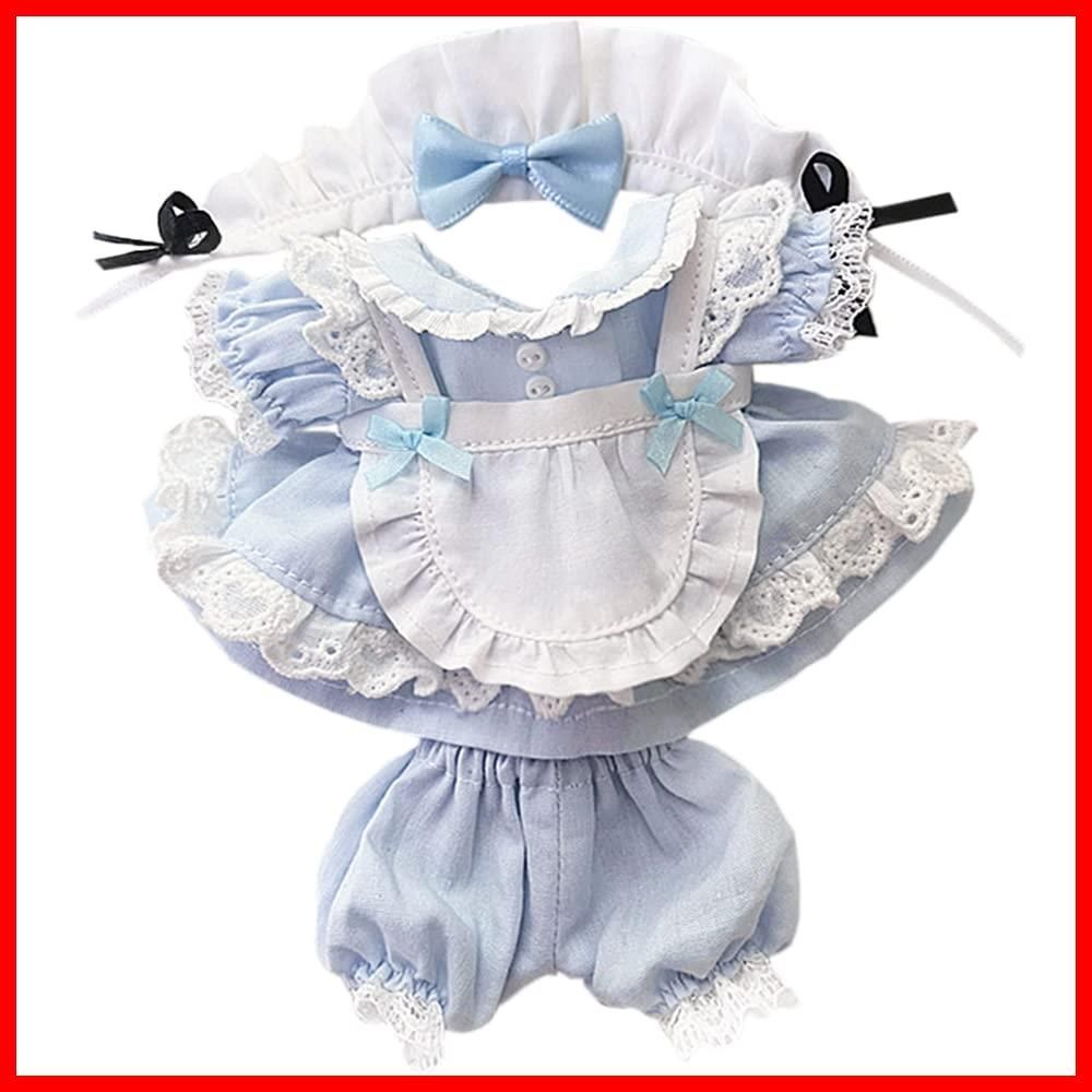 【人気商品】blue) (light 用　メイド服　ヘアバンド　ドレス　エプロン　ショートパンツ　着せ替え　綿人形服 ぬいぐるみ niannyyhouse　15cm
