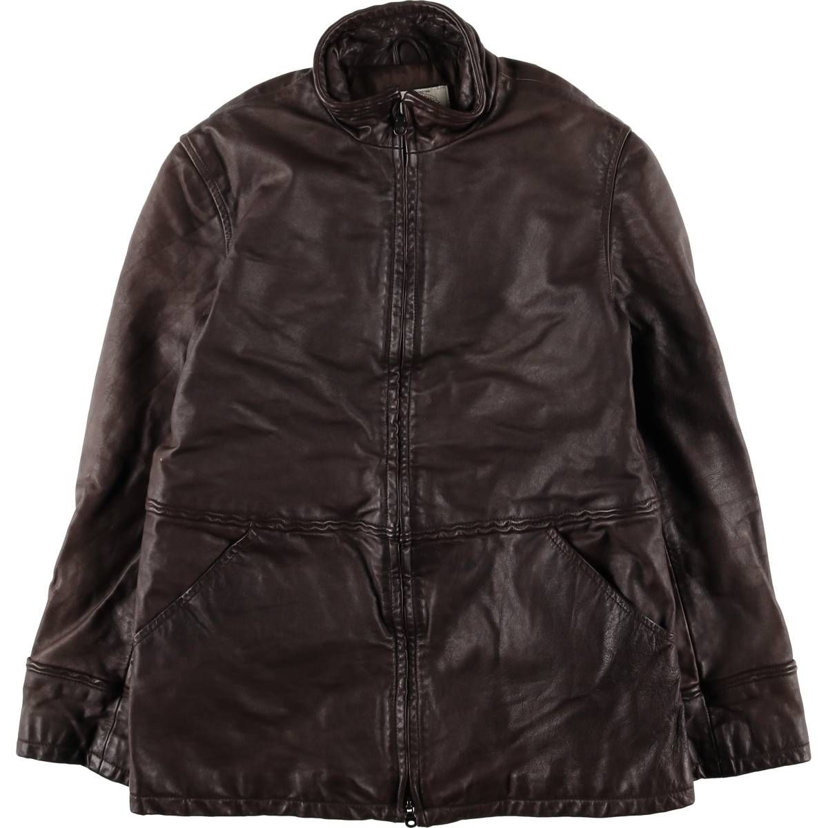 古着 ジョルジオアルマーニ Giorgio Armani JEANS 中綿入り スタンドカラー レザージャケット レディースL相当|eaa587272