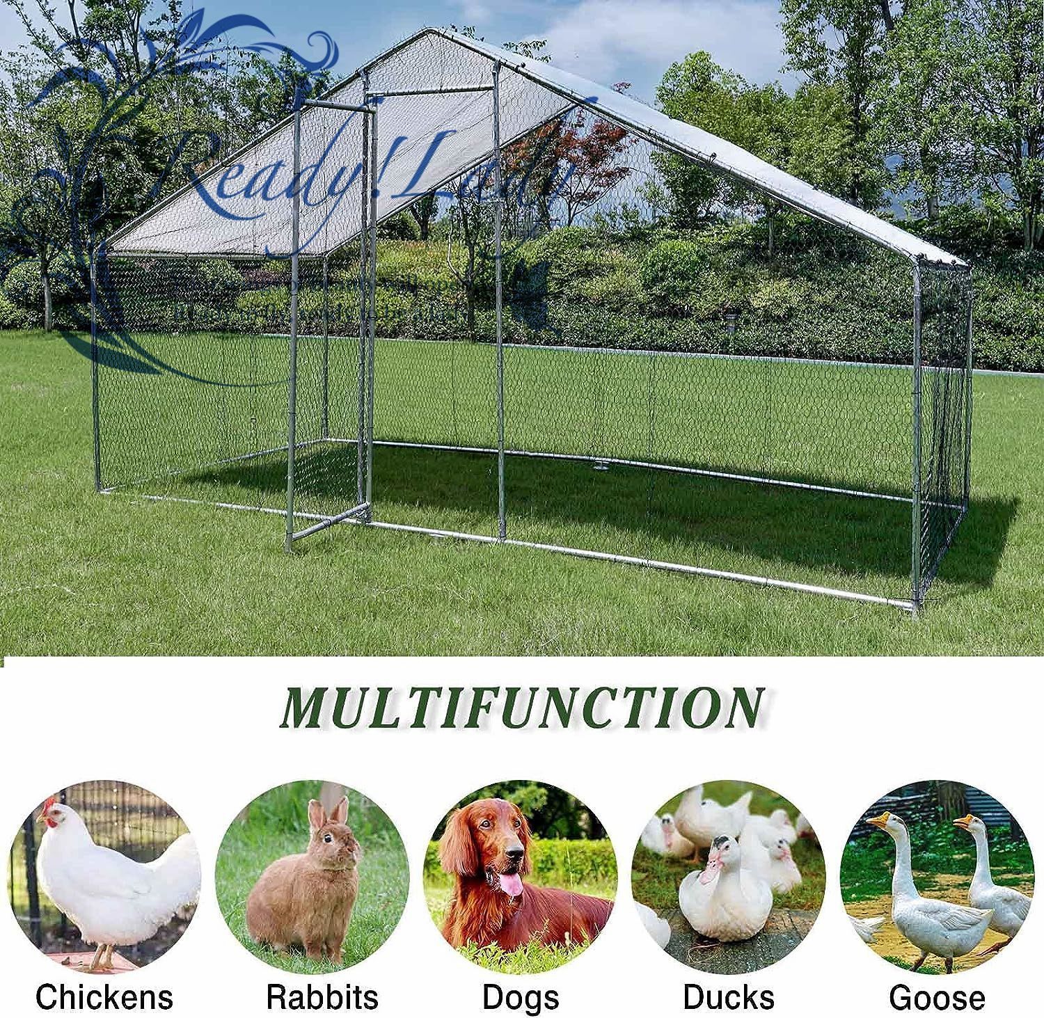 鶏小屋 大型 金属製 鶏小屋 小屋 家禽ケージ ヘンラン ハウス ウサギケージ 防水-紫外線防止カバー付き 亜鉛メッキスチール小屋 屋外 裏庭