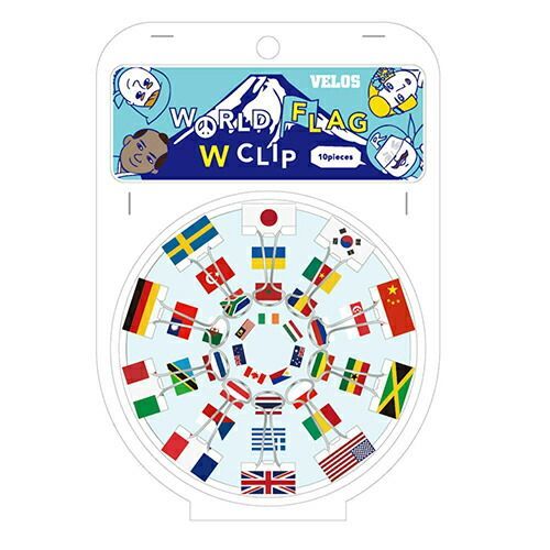 まとめ ベロス クリップ デザインダブルクリップ 国旗 DWC110F ×15セット
