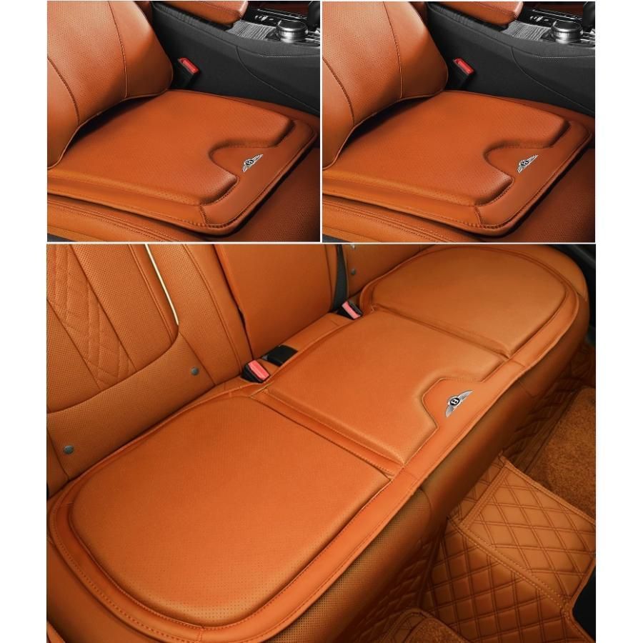 ◆ベントレー ◆オレンジ◆シートクッション カーシートカバー 座布団2点+車の後席1点 座席クッション 車用シート保護 滑り止め ナッパレザー 672