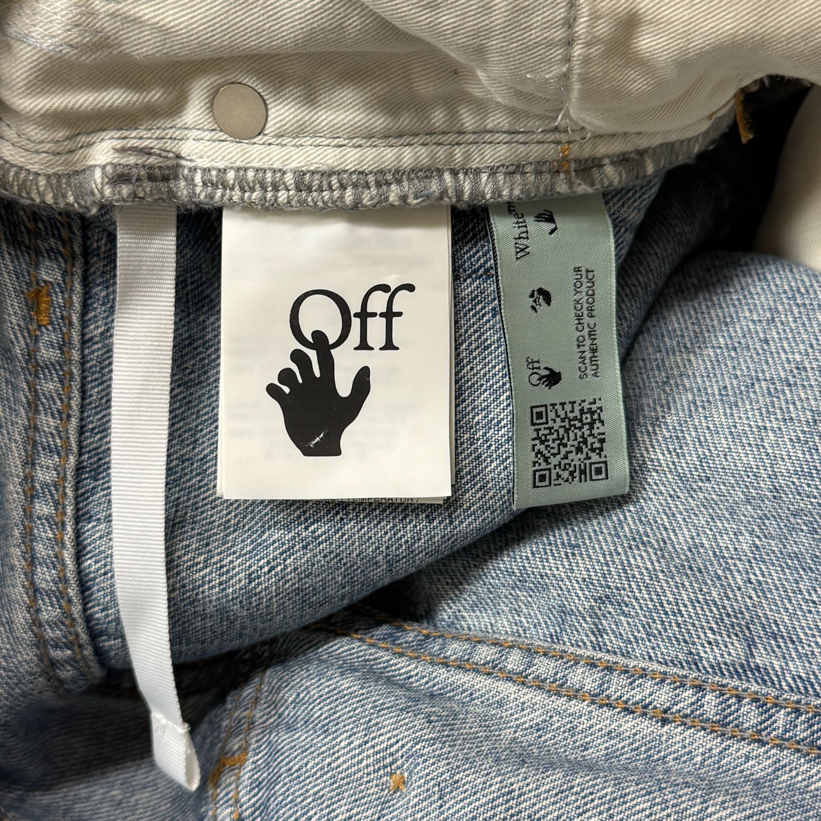 オフホワイト OMYA078F20DEN003 クラッシュデニムパンツ メンズ 29インチ