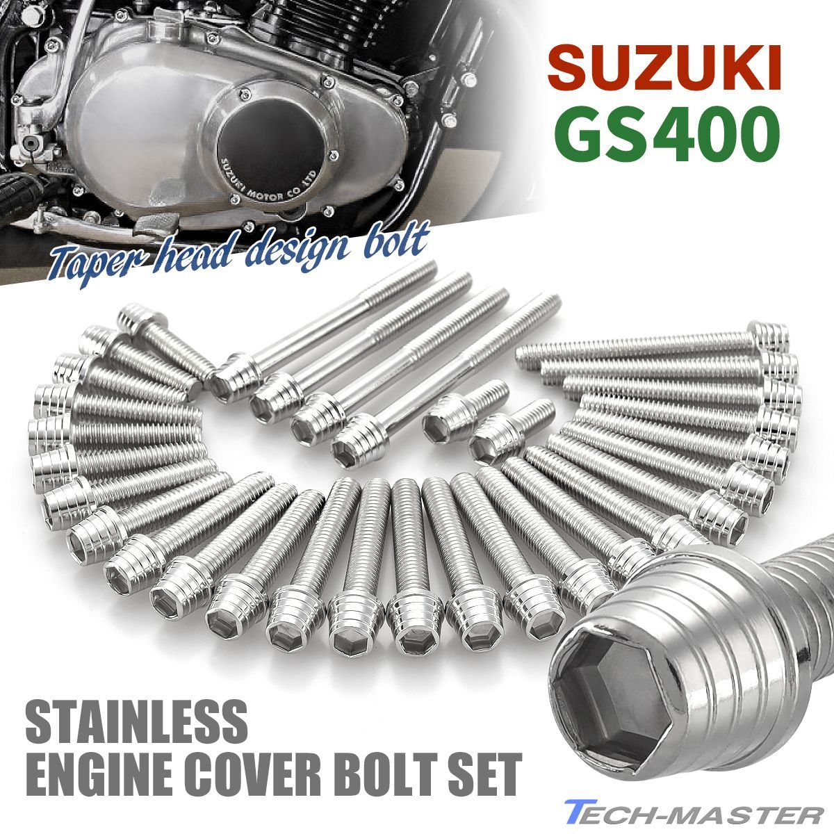 GS400 エンジンカバー クランクケース ボルト 32本セット ステンレス製 
