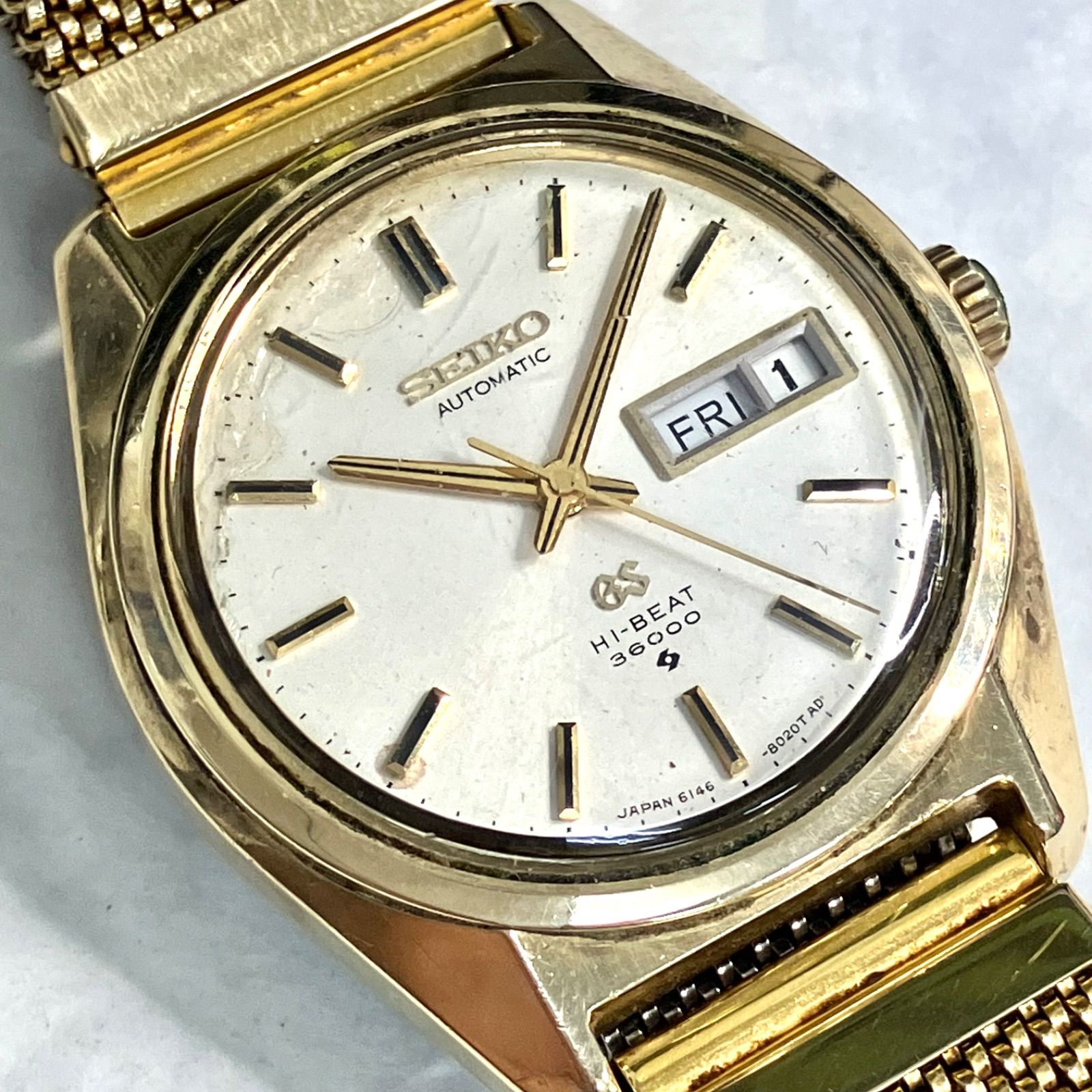 【稼働ジャンク品⭐️修理可能な方ぜひ】 GRAND SEIKO グランドセイコー GS  6146-8000 Hi-BEAT 36000  SEIKO AUTOMATIC 自動巻き ハイビート ビンテージ腕時計 （SNA）0124090900501FG