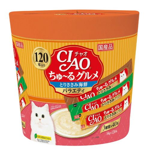 まとめ買い いなばペットフード CIAO ちゅ～るグルメ とりささみ海鮮バラエティ 14g×120本 SC-213 猫用 ×3セット