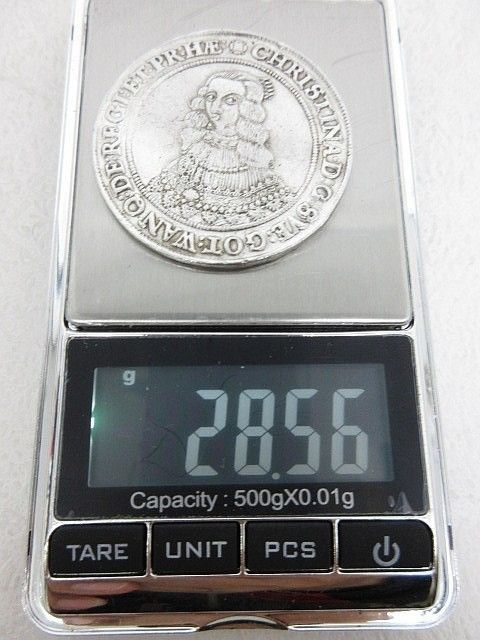 【激レア】スウェーデン 女王クリスティーナ 1リスクダラー銀貨 1646年 □ 【激レア】アンテーク銀貨 スウェーデン 女王クリスティーナ