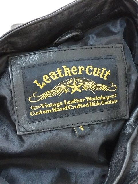 Y257 [人気] LEATHER CULT レザーカルト シングルライダースジャケット S ブラック レザージャケット 革ジャン ジップアップ | Y★