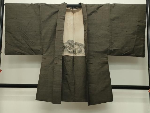 平和屋着物●男性　紬　アンサンブル　藍媚茶色　正絹　逸品　CAAT0564dy 平和屋着物○男性 紬 アンサンブル 藍媚茶色 正絹 逸品 CAAT0564dy