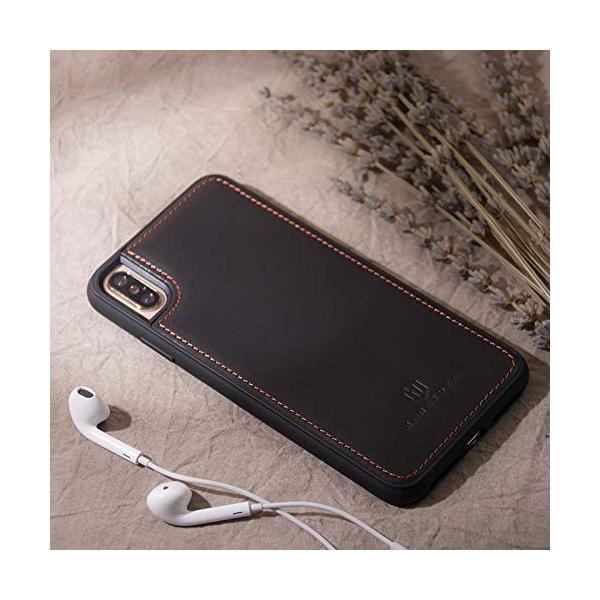 HANATORA iPhone XS Max ケース 本革 スマホケース イタリアンレザー ブラック 黒 クロユリ