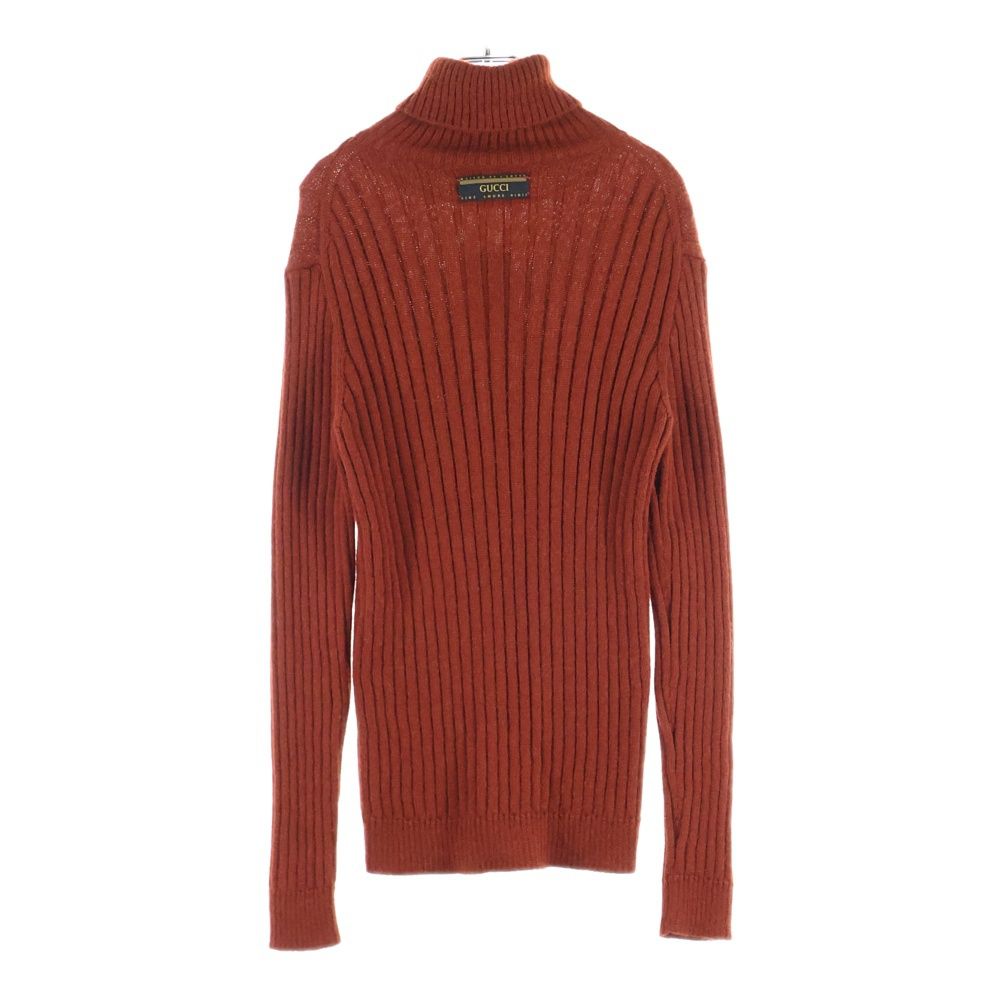 GUCCI グッチ タートルネックセーター リブニット バックロゴ オレンジ