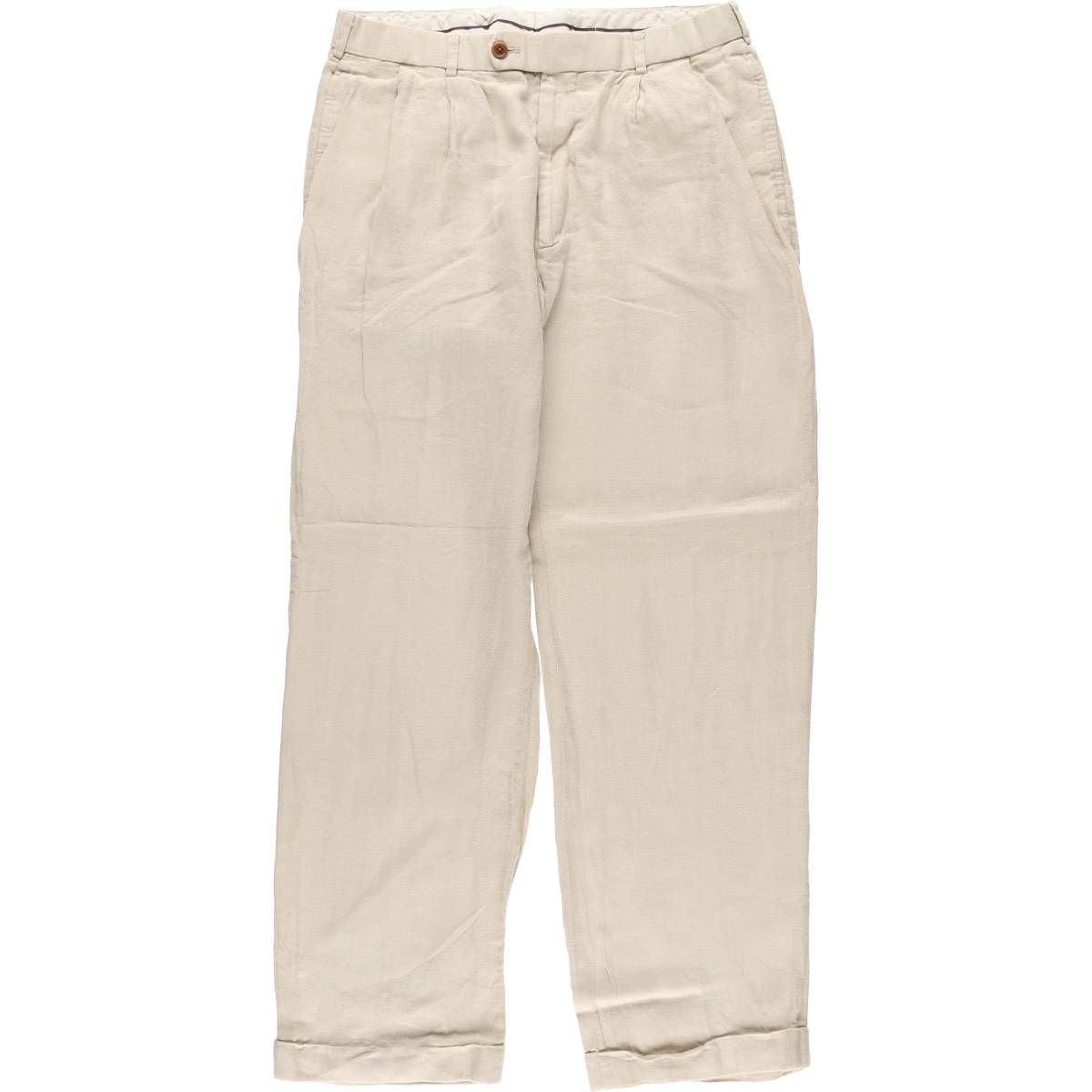 古着 ブルックスブラザーズ Brooks Brothers IRISH LINEN ツータック リネンパンツ スラックス メンズw33相当|eaa539969