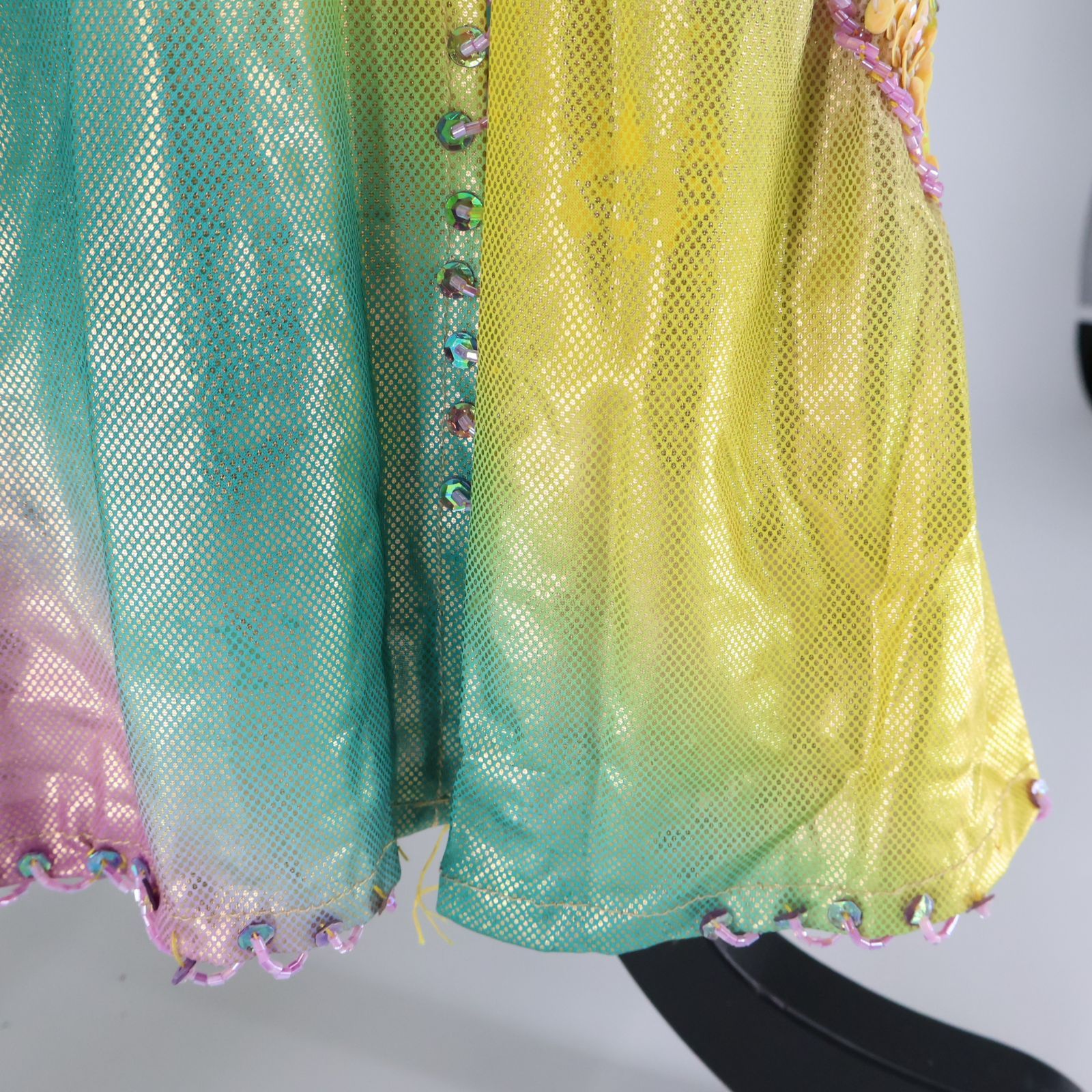 ベリーダンス用 オリエンタル衣装】イエロー×グリーン×ピンク