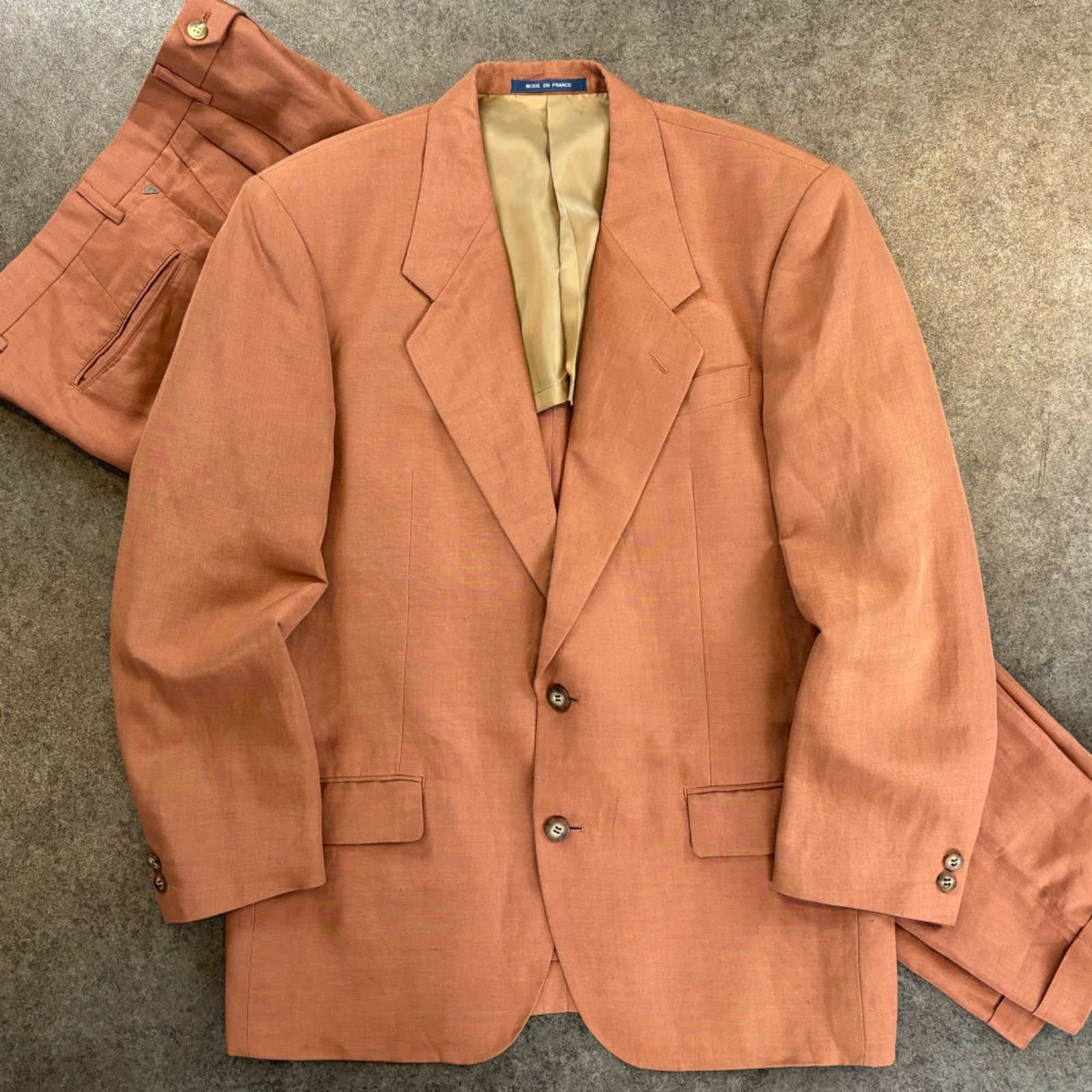 Vintage 80s 90s ベロア マオカラー 上下 セットアップ スーツ vintage