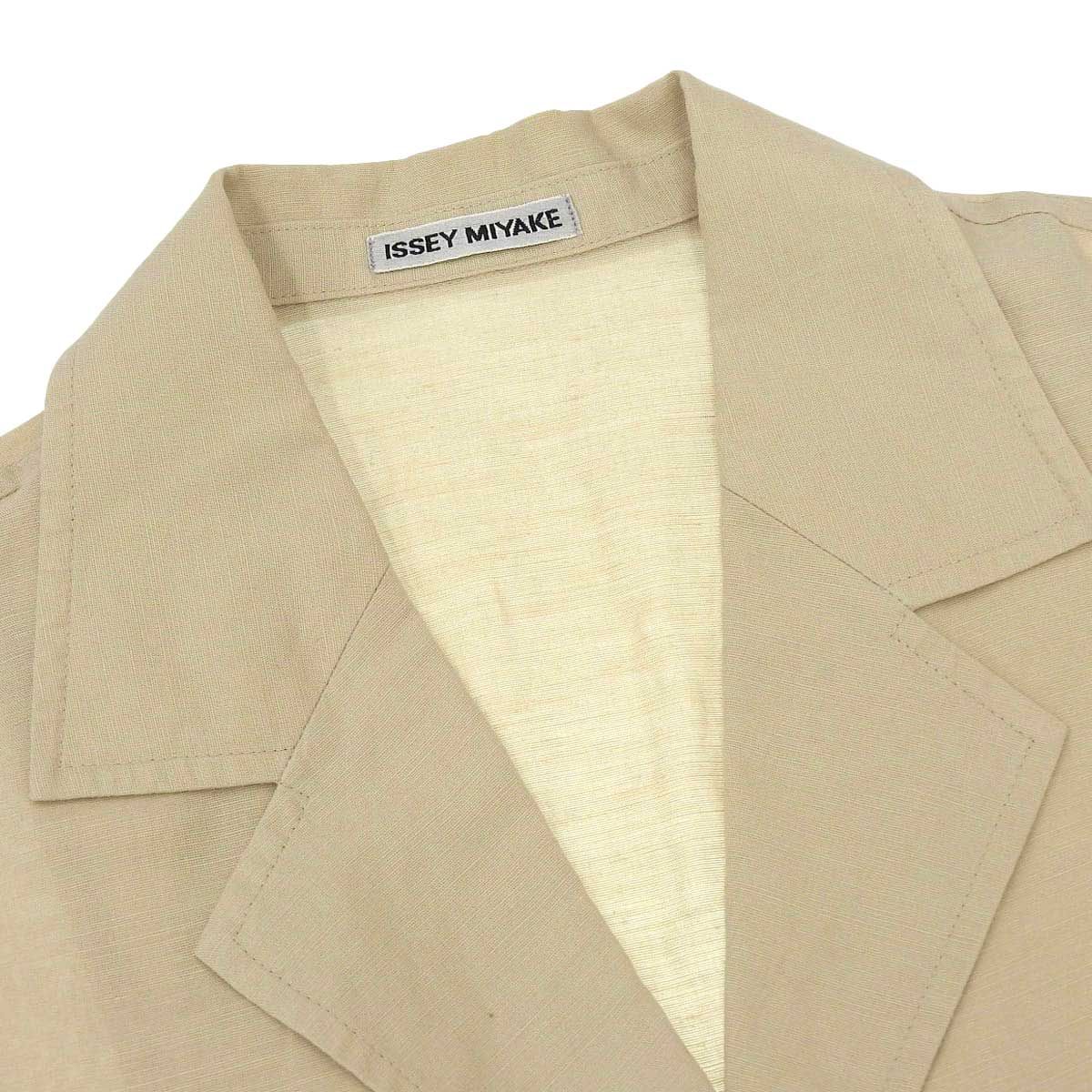 イッセイミヤケ リネン サマージャケット レディース ベージュ ISSEY  