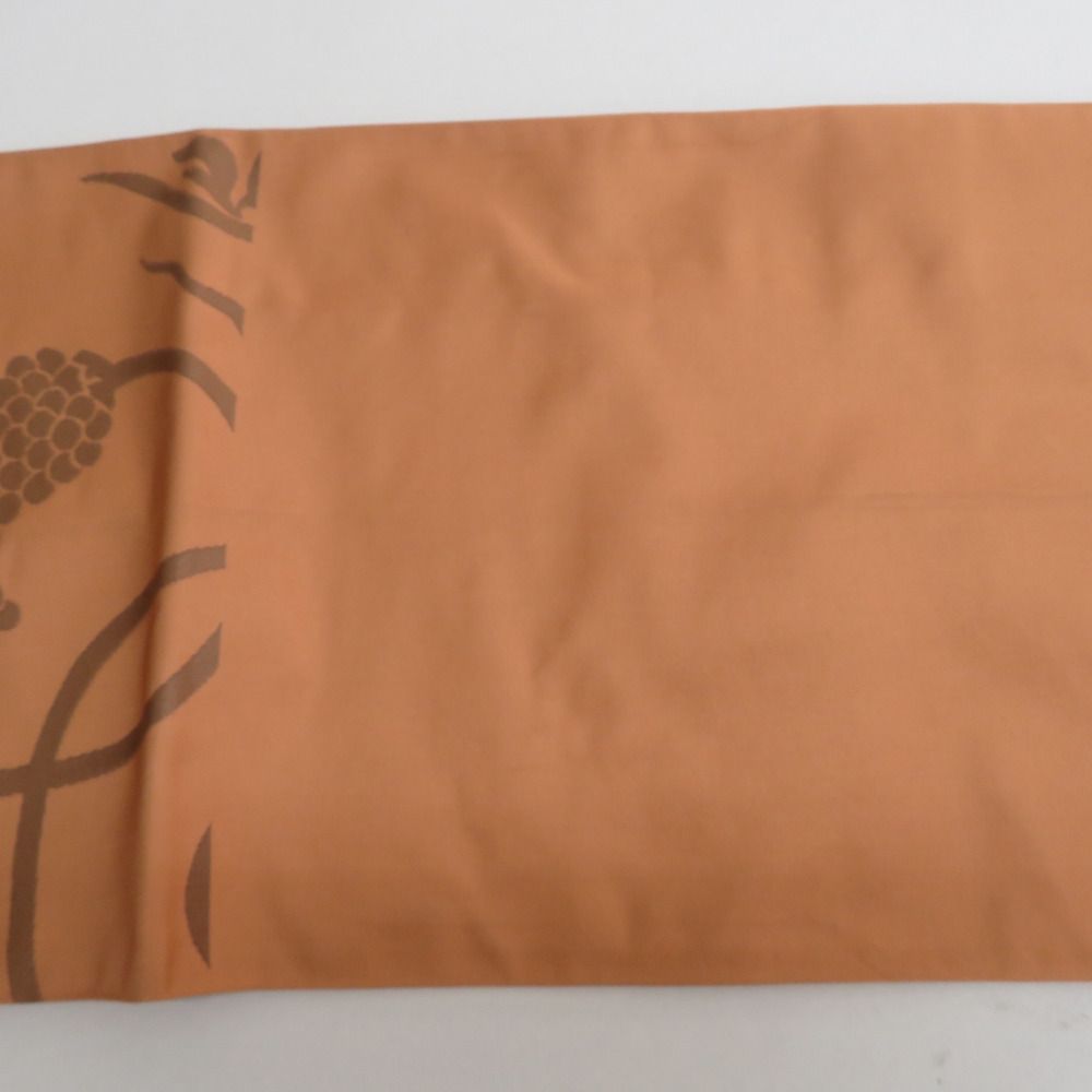 袋帯 洒落袋帯 正絹 オレンジ色x茶色 葡萄に唐草模様 未仕立て 六通柄