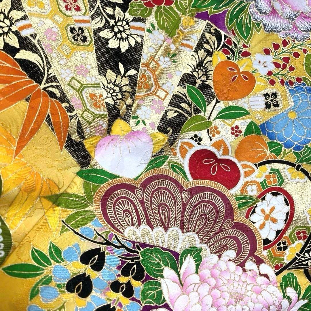 金通し　金彩　刺繍　牡丹　薔薇模様　振袖　成人式 晴れの日 着物 041a p 振袖 刺繍 金彩 牡丹 藤の花 菊花 楓 成人式 晴れの日 着物 064a