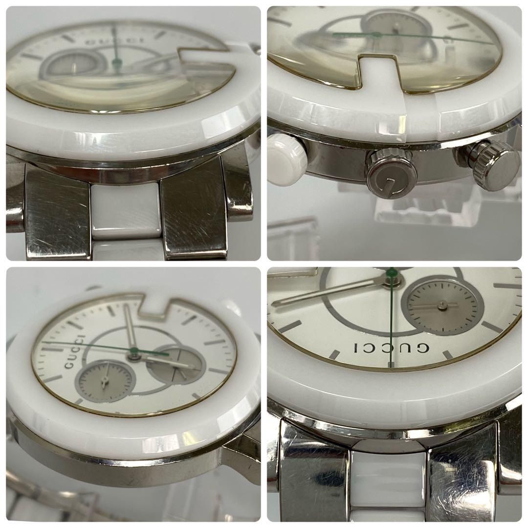 希少】グッチ 101M クォーツ クロノグラフ 白 - メルカリ