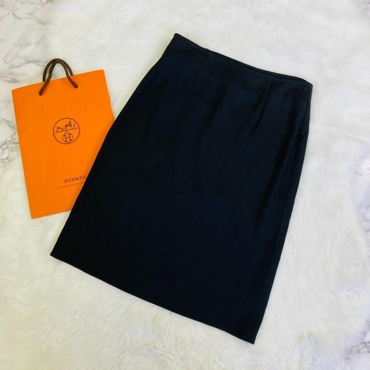 22SS Hermès エルメス ベルト付き シルク ラップ 巻きスカート 