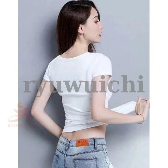 レディースファション 新作 短袖Tシャツ トップス 胸元 スリムＴシャツ 夜店ボディコン ぴったりシャーツ スリム効果 無地 日常服 通学服 団服個性 レディースファション 新作 短袖Tシャツ トップス 胸元 スリムT