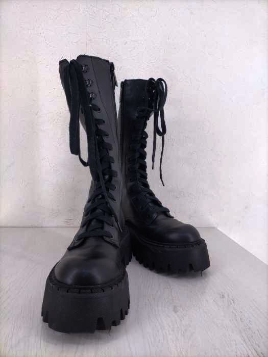 新品】zara レースアップ トラックソールレザーブーツ-