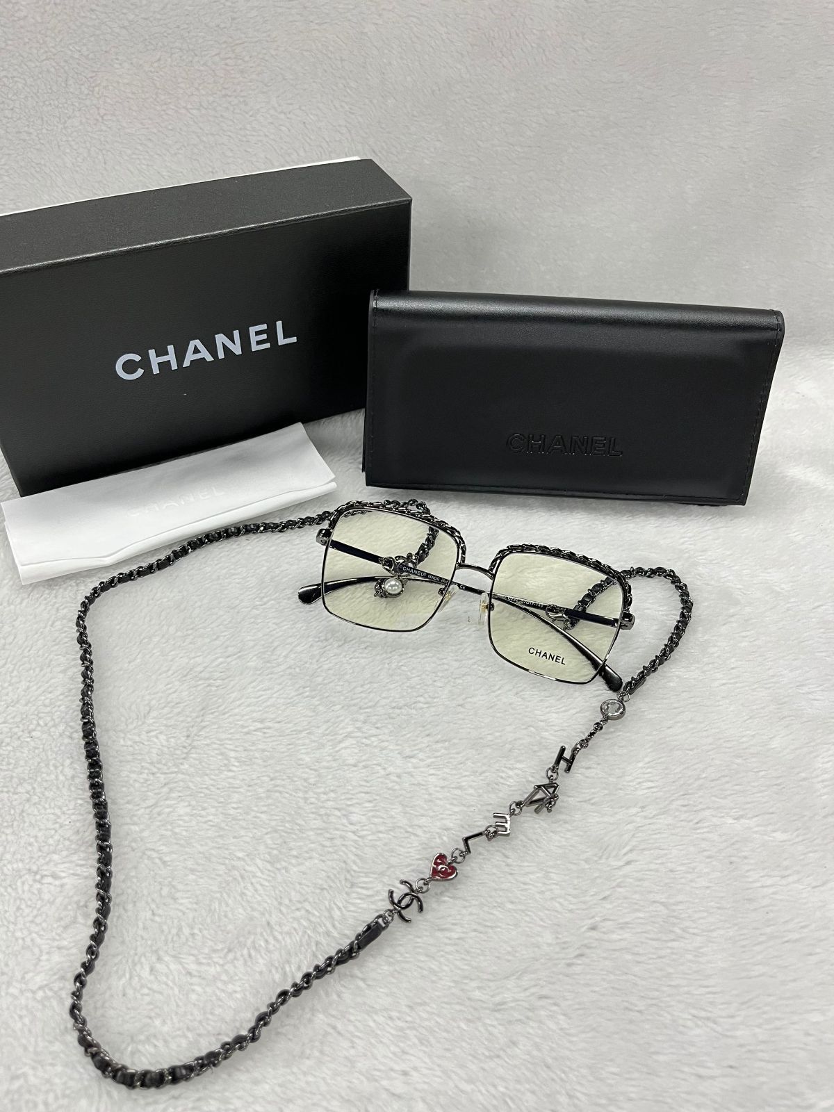 特売割 CHANEL 眼鏡用フレーム 新作チェーンストラップカメリア付 ...