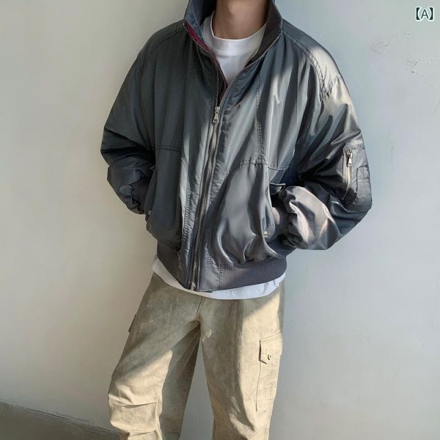 【ネット限定】 XL 春 コーデ メンズ 用 服 シンプル ファッション オシャレ 大人 かっこいい 大きいサイズ ストリート 紳士服 アメリカン フライト ジャケット 綿入り クリーン フィット スタンドカラー 海外通販！