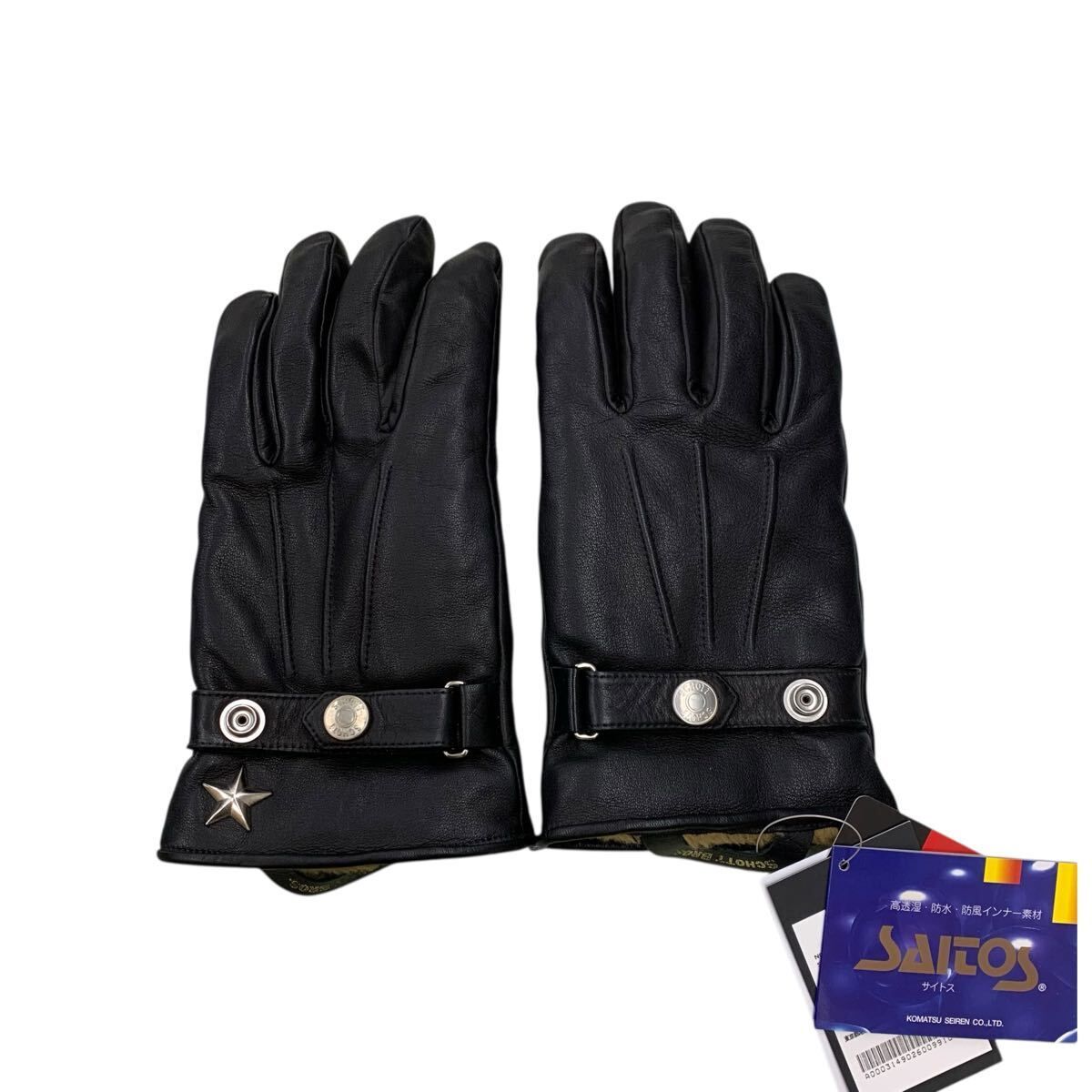 程度 Schott ショット ウィンター レザーグローブ ワンスター ブラック バイク 防寒 裏ボア 牛革 サイズM 3149026