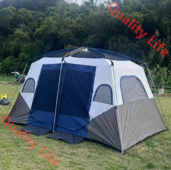 大型キャンプテント キャノピーテント リビング ２ルーム付き 4-6人|8-12人用 快適な居心地 防雨 日よけ 家族連れ 友達多人用 二重構造 前室付き アウトドア キャンプ 大型 ファミリーテント 防雨バックパッキングテント4-6人