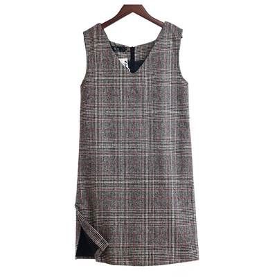 ワンピース ウールワンピース フレアスカート ミドル丈 Vネック サイド