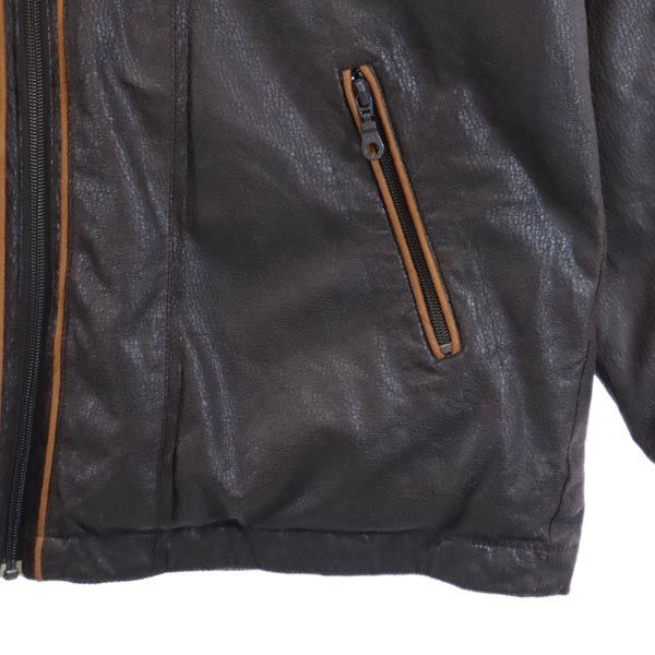 1円/秋冬/PAGELO/Lサイズ/訳 フェイクレザー 上下 セットアップ トラックジャケット イージーパンツ パジェロ 新品/茶/ブラウン/a488C/ パジェロ 中綿 フェイク レザージャケット L 茶系 PAGELO メンズ