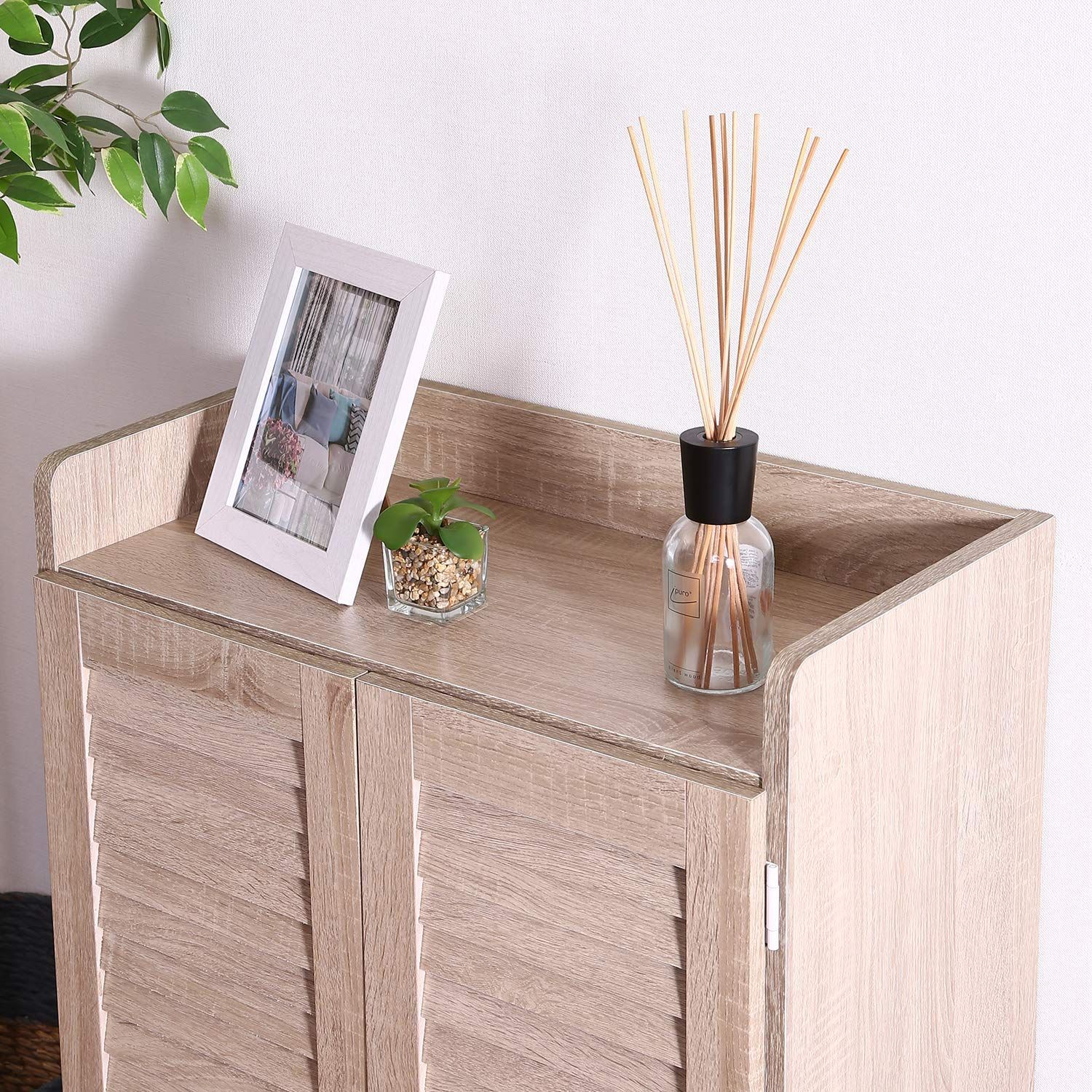 思わず買いたくなる！【特価商品】シューズラック 4段 下駄箱 幅60×奥行33.5×高さ90cm ホワイトオーク ルーバータイプ オープントップ 不二貿易 玄関収納 靴箱 98994 介護靴 バックル