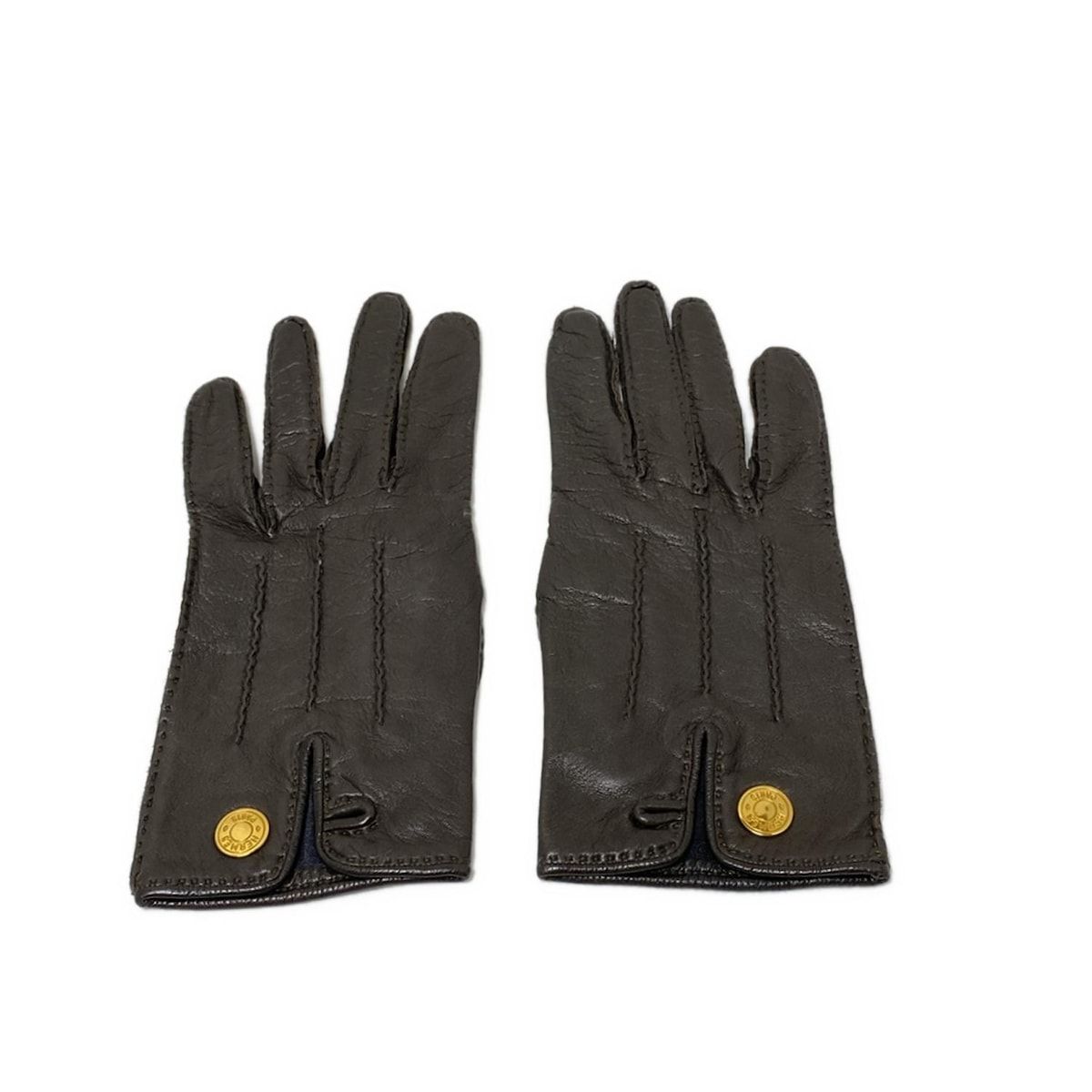 オーダーメイド品 HERMES エルメス 手袋 7 1 2 レディース - ダークブラウン セリエ レザー