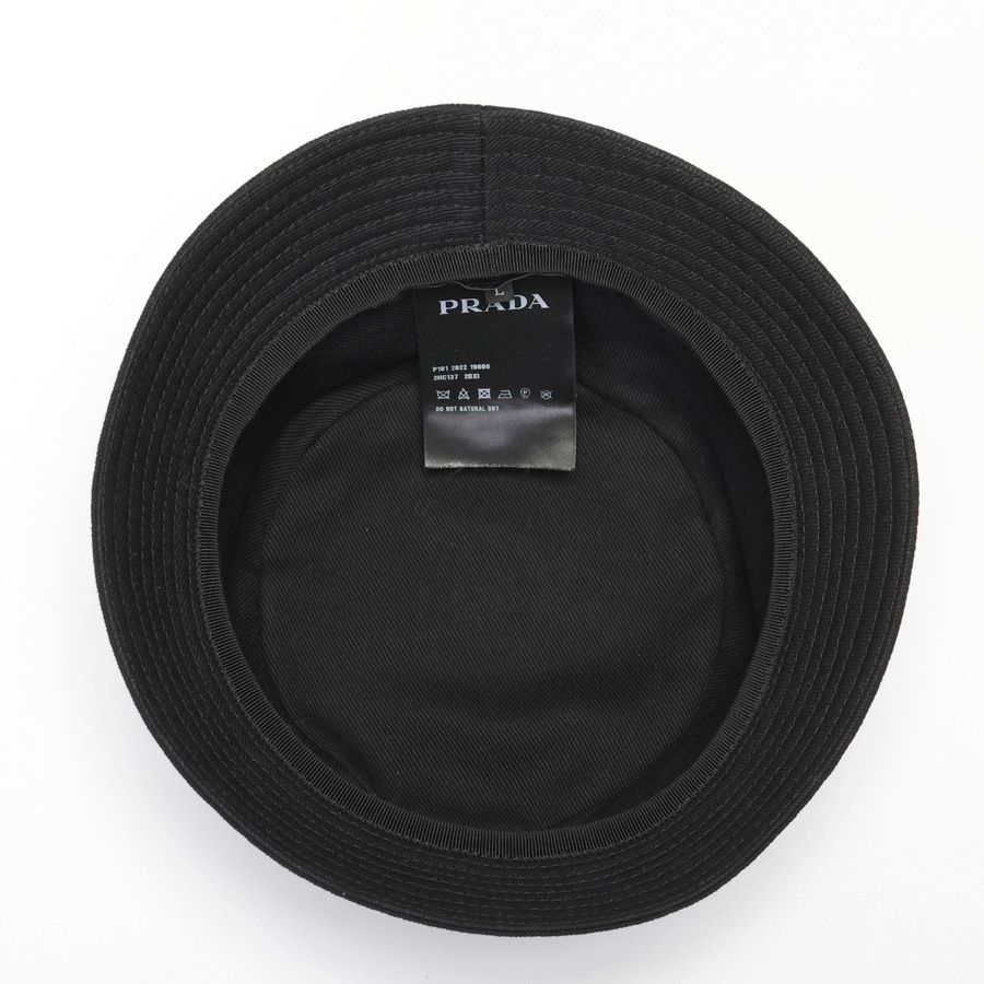 PRADA プラダ ドリル バケットハット フリンジ加工 L ブラック PRADAの