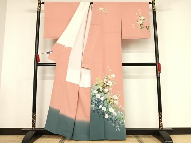 平和屋着物○十日町友禅 女流作家 遠田藤舟 訪問着 枝花文 暈し染め