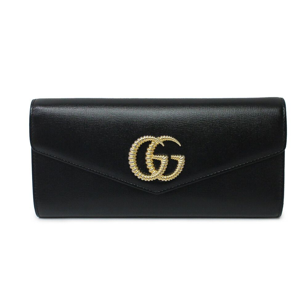 グッチ クラッチバッグ レザー ブラック×ゴールド金具 594101 GUCCI