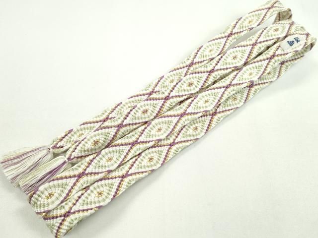 平和屋本店□極上 有職組紐道明 帯締め 唐組 春秋 紅・鶸 金糸 宮内庁