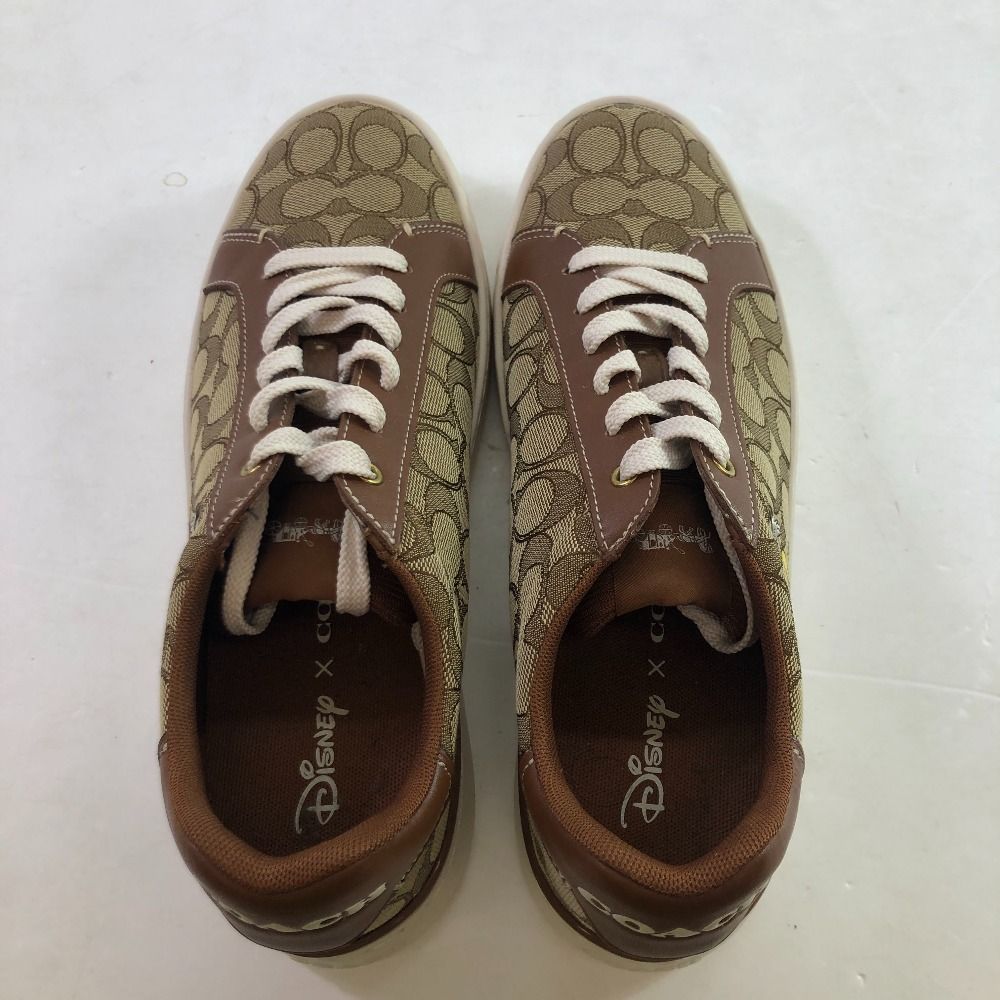 04 w 4705∞ Disney x COACH ディズニー コーチ クリップ ロー トップ スニーカー シグネチャー ジャカード ミッキーマウス CN 982 ブラウン US 10 D