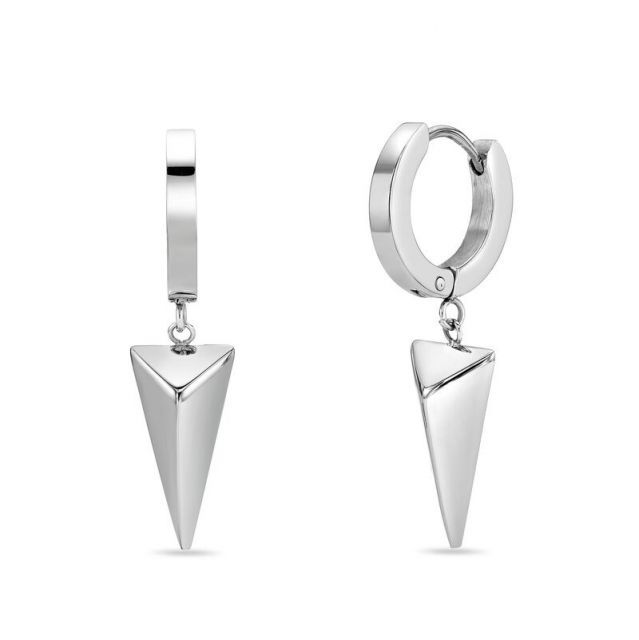 送料無料 リンクス メンズ ピアス イヤリング アクセサリー Men s LYNX Stainless Steel Pyramid Hoop Earrings Stainless
