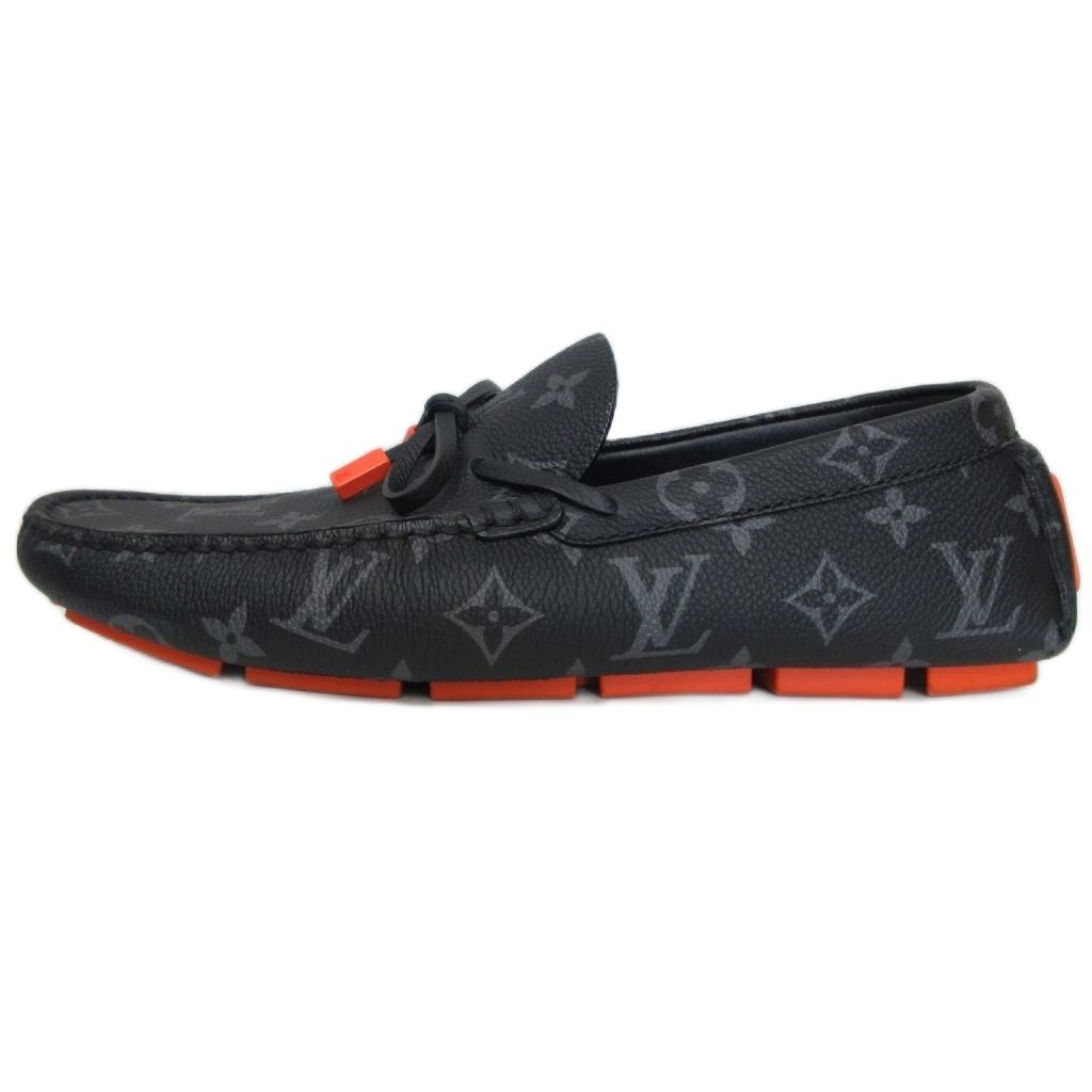 ルイヴィトン LOUIS VUITTON LV ドライバー ライン ローファー モノグラム エクリプス 1 AAF 2 W グレインカーフレザー ドライビングシューズ モカシン 黒 ブラック M 6.5 MNK