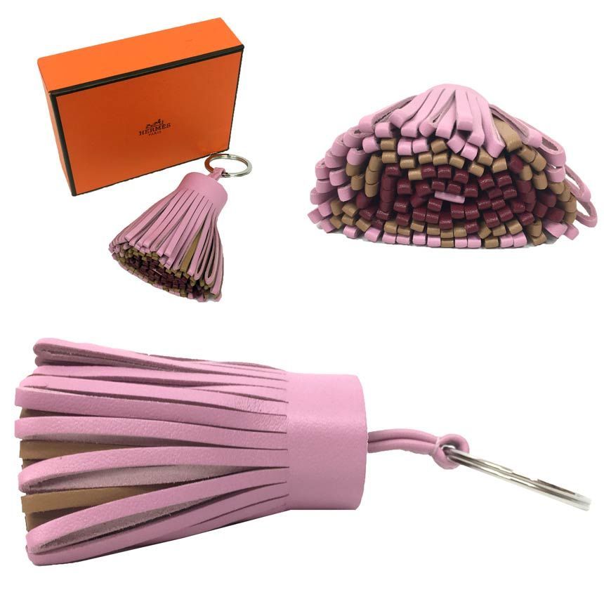 セール HERMES カルメン トリコロール ピンク 未使用 キーホルダー
