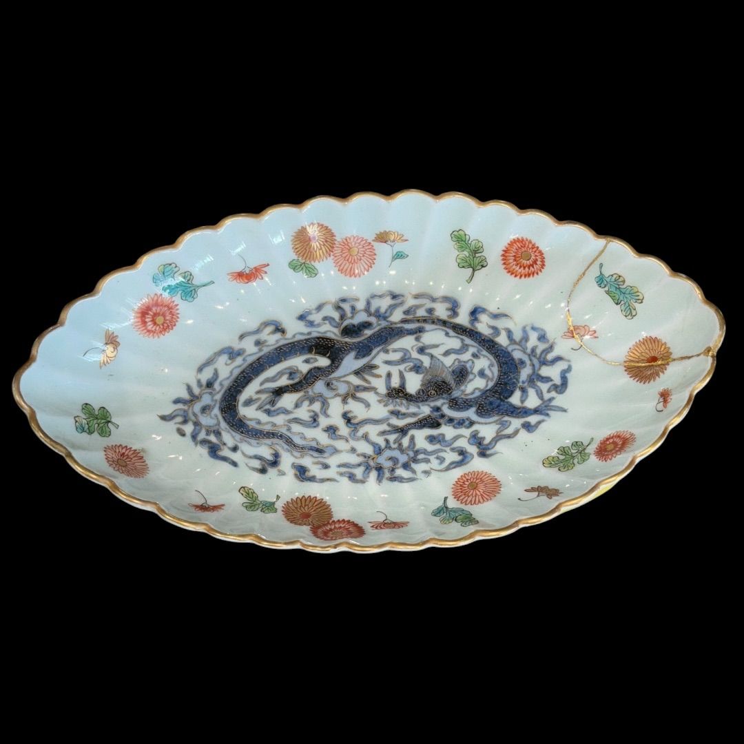 中国骨董 染付隅切り四方皿 龍鳳図 大明永楽年製 アンティーク 蒐集家放出古美術 中国骨董 染付隅切り四方皿 龍鳳図 大明永楽年製 アンティーク 蒐集